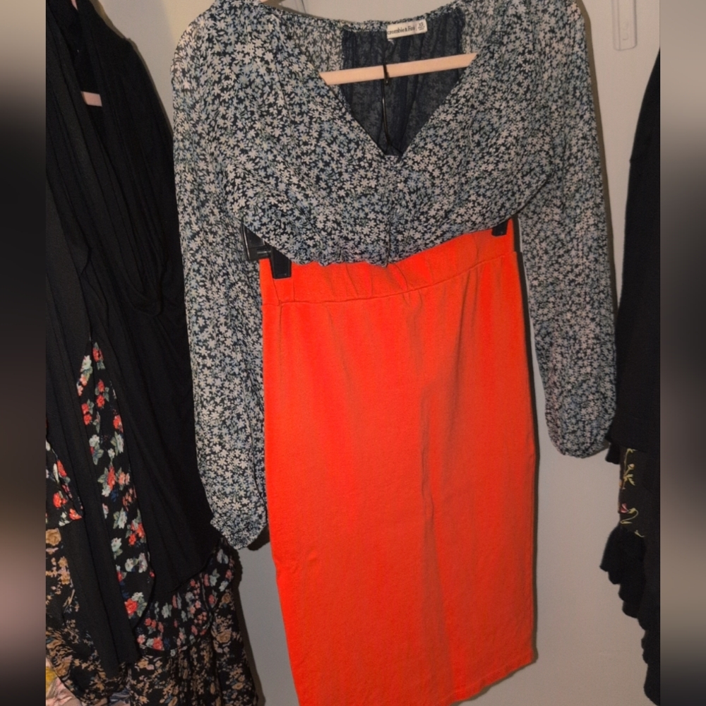 Like an Angel Orange Pencil Skirt Knee-Length Work